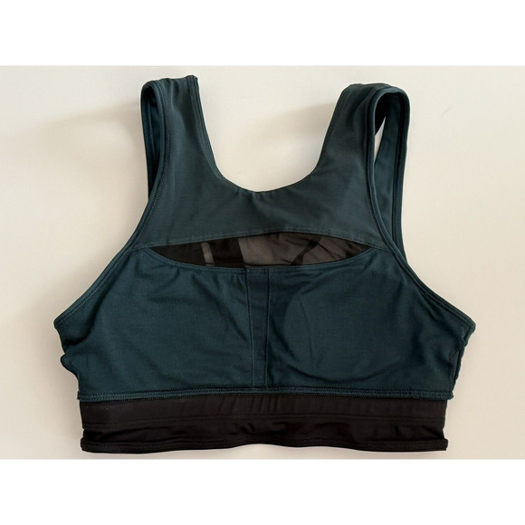 Lululemon RUN THE DAY Sports Bra With Peek-A-Boo Mesh Submarine Green/Black Sz 4 - Picture 7 of 12